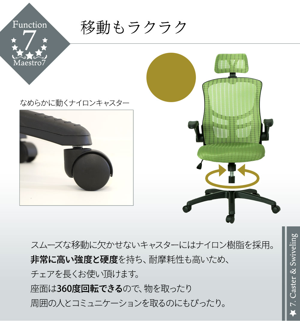 オフィスチェアメッシュハイバックデスクチェアロッキングヘッドレストパソコンチェア事務椅子肘付き腰痛対策アームアップチェアマエストロ7MST-7