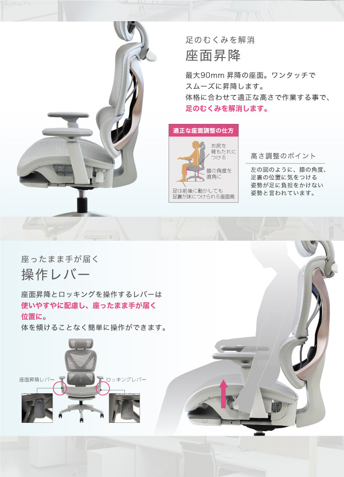 超目玉】 ワークチェア オフィスチェア 疲れにくい デスクチェア メッシュ おしゃれ 腰痛対策 リクライニング ロッキング ヘッドレスト 椅子 DX -1HR-GY ルキット オフィス家具 インテリア fucoa.cl