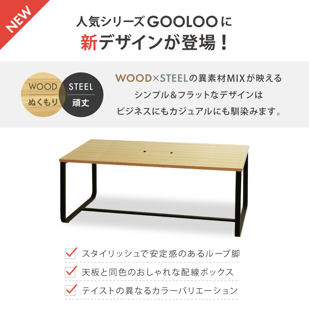 市場 法人送料無料 おしゃれ 会議用テーブル ミーティングテーブル 配線ボックス付き 幅1500mm ループ脚