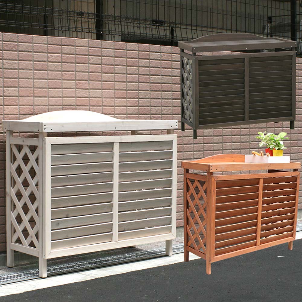 【最大1万円ｸｰﾎﾟﾝ4/17-23】 室外機カバー 逆ルーバー エアコンカバー 室外機 エアコン カバー 日除け ひよけ 大型 木製 省エネ 節電 庭 ベランダ 屋外 棚 フラワーラック 目隠し YB-04-N001