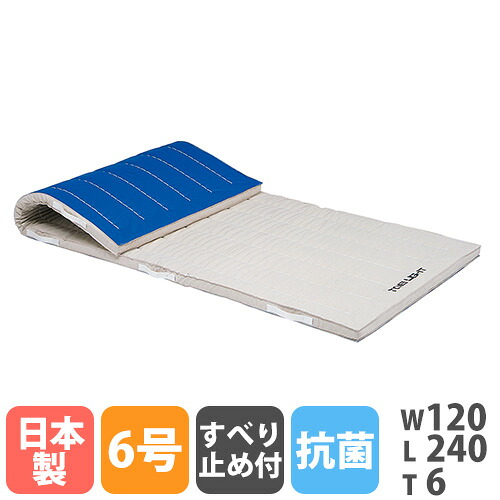 【P5倍4/20 13-15時&最大1万円ｸｰﾎﾟﾝ4/17-23】 【法人限定】 体操マット トーエイライト 抗菌 防臭 滑り止め付き 6号帆布 幅120×長さ240×厚さ6cm 合成スポンジマット 体育マット 体育 SGマーク付 国産 T1704