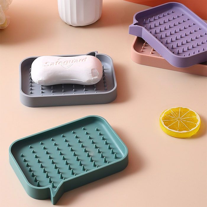 ソープトレー 石鹸置き おしゃれ かわいい せっけん カラフル シリコン ソープ ソープディッシュ バスグッズ 丸洗い 台所 水が流れる 水はけ 水切り 洗面台 浴室 清潔 石鹸ホルダー 送料無料 休み ソープディッシュ