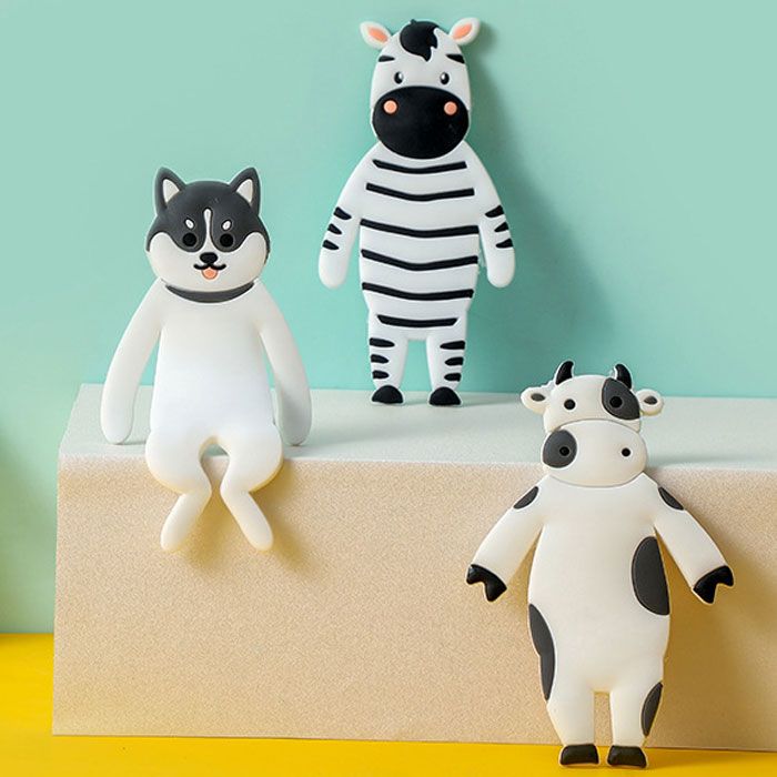 フックマグネット3つセット3種類アニマル3D立体デザイン飾りマグネット可愛いインテリア飾り犬牛しまうま送料無料