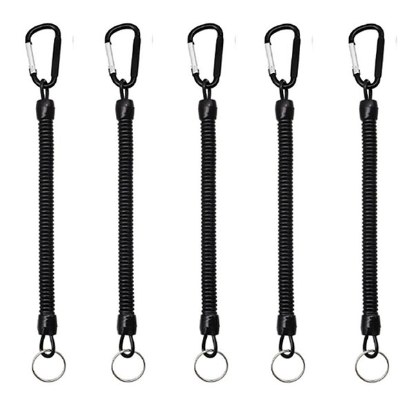 楽天市場 スパイラルコード 釣り カラビナ ストラップ アウトドア カラビナ 付き 落下 防止 紛失 防止 キャンプ 便利 5本セット Deer Shop