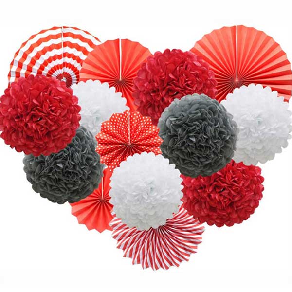 ペーパーファン 飾り 5色 14点 お正月 お祝い お花 お花紙 かわいい セット華やか バースデー パーティー ポンポン 丸扇 可愛い 派手 立体 紙扇 紫 結婚式 綺麗 緑 花 花紙 装飾 誕生日 赤 送料無料 青 飾りつけ 飾り付け 黄