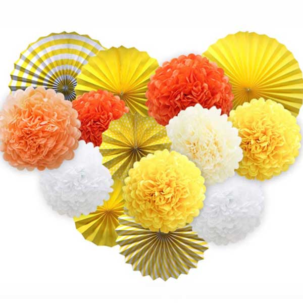 ペーパーファン 飾り 5色 14点 お正月 お祝い お花 お花紙 かわいい セット華やか バースデー パーティー ポンポン 丸扇 可愛い 派手 立体 紙扇 紫 結婚式 綺麗 緑 花 花紙 装飾 誕生日 赤 送料無料 青 飾りつけ 飾り付け 黄