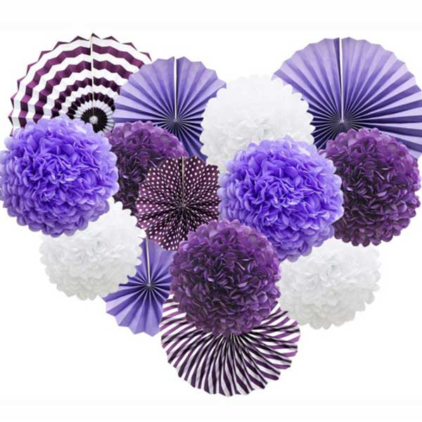 ペーパーファン 飾り 5色 14点 お正月 お祝い お花 お花紙 かわいい セット華やか バースデー パーティー ポンポン 丸扇 可愛い 派手 立体 紙扇 紫 結婚式 綺麗 緑 花 花紙 装飾 誕生日 赤 送料無料 青 飾りつけ 飾り付け 黄