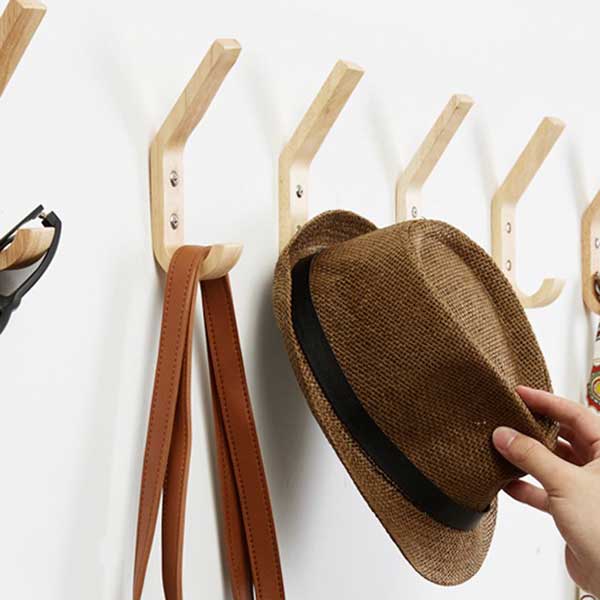 2個セット 壁掛けフック ウォールナット 両用フック コート掛け 壁整理フック 北欧 木製