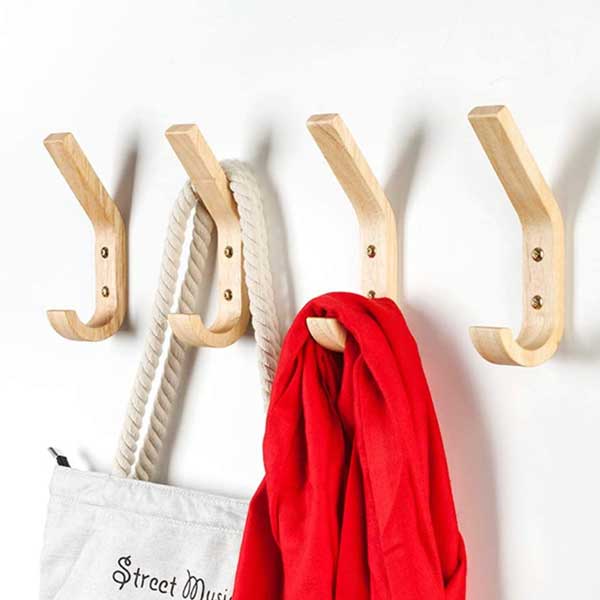 2個セット 壁掛けフック ウォールナット 両用フック コート掛け 壁整理フック 北欧 木製