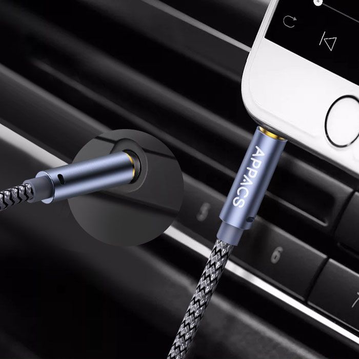 新作送料無料 オーディオケーブル 2m 3極 Auxケーブル 3 5mm ステレオミニプラグ ヘッドホンケーブル スピーカー 車 スマホ クリスタルナイロン編み 送料無料 Jips Ac In