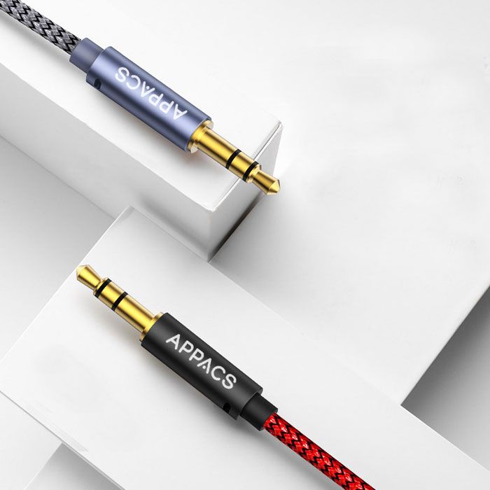 新作送料無料 オーディオケーブル 2m 3極 Auxケーブル 3 5mm ステレオミニプラグ ヘッドホンケーブル スピーカー 車 スマホ クリスタルナイロン編み 送料無料 Jips Ac In
