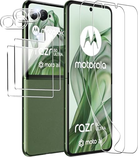 [6枚セット]motorola razr 50 ultra フィルム (2枚) + カメラフィルム (2枚)+ 背面フィルム(2枚) 保護フィルム 非ガラス 指紋認証が可能 TPU素材 手触り良い キズ修復 高透過率 motorola razr 50 ultra 対応 透明