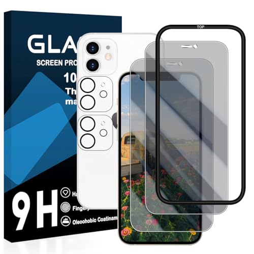 送料無料 iPhone 11 ガラスフィルム 2枚 覗き見防止フィルム + 2枚 レンズ保護フィルム ガイド枠 フィルム 覗き見防止 強化ガラス 液晶 保護フィルム 硬度9H 耐衝撃 飛散防止 3D Touch 高感度タッチ 指紋防止 撥油性 疎水性 自動吸着 気泡ゼ