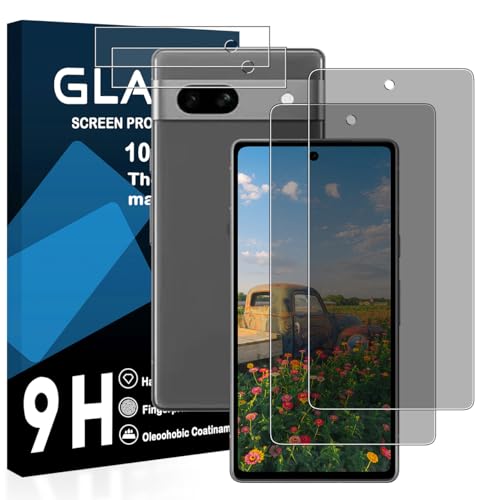 Google Pixel 7 ガラスフィルム 2枚 覗き見防止フィルム + 2枚 レンズ保護フィルム グーグルピクセル7 フィルム 覗き見防止 強化ガラス 液晶 保護フィルム 硬度9H 耐衝撃 飛散防止 3D Touch高感度タッチ 指紋防止 撥油性 疎水性 自動吸着 気泡ゼロ 貼り付け簡...