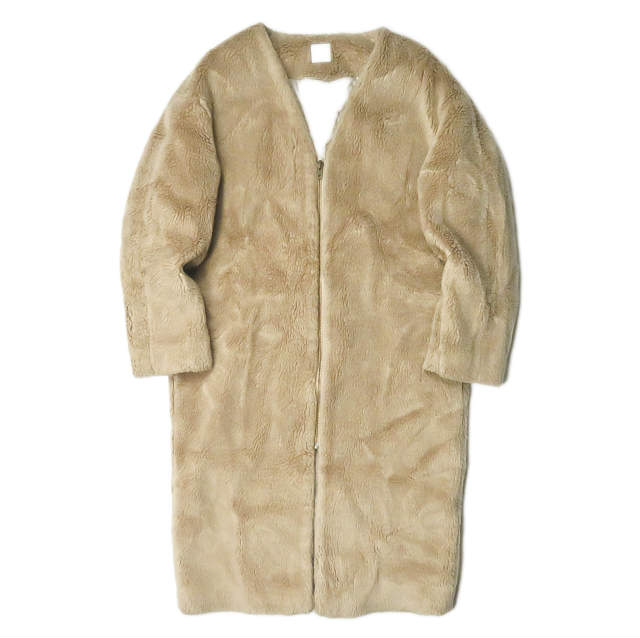 6 ROKU BEAUTY&YOUTH UNITED ARROWS ロク ビューティーアンドユース ユナイテッドアローズ V-NECK FAKE FUR COAT Vネックフェイクファーコート 1625-260-3684 38 ベージュ ボア アウター【中古】【6 ROKU BEAUTY&YOUTH UNITED ARROWS】｜USED SELECT SHOP Loop店