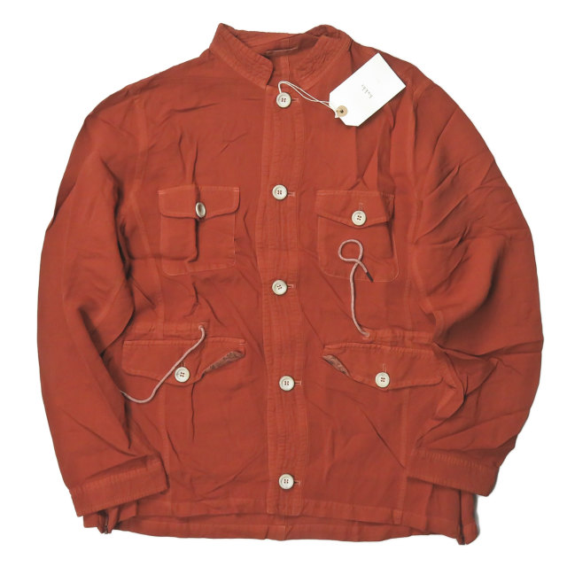bukht ブフト 日本製 SAFARI JACKET サファリジャケット B-M91405 2(M) BRICK(レンガ) ノーカラー ミリタリー ワーク アウター【新古品】【中古】【bukht】｜USED SELECT SHOP Loop店