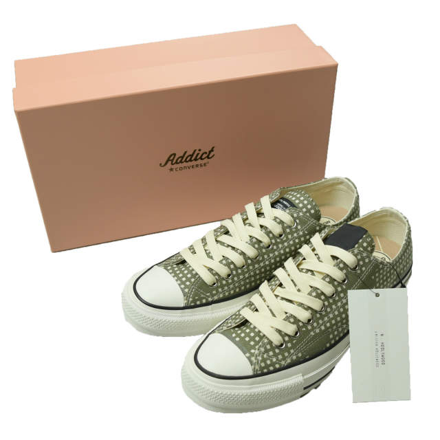 N.HOOLYWOOD COMPILE LINE x CONVERSE ADDICT x UNDERCOVER エヌハリウッド コンバースアディクト アンダー押しかぶせる 21AW 別注 CHUCK TAYLOR NU OX 2212-SE01peg US9(27.5珊) KHAKI CHECK ナイト爵化けの皮 REBEL スニーカー シューズ【新古品】【中古】【N.HOOLYWOOD】 メンズ靴-スニーカー-靴