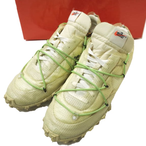 NIKE x OFF-WHITE ナイキ オフホワイト 別注 WMNS WAFFLE RACER ウィメンズ ワッフルレーサー CD8180-100 US12(29cm) WHITE/BLACK-ELECTRO GREEN VIRGIL ABLOH スニーカー シューズ【中古】【NIKE × OFF-WHITE】