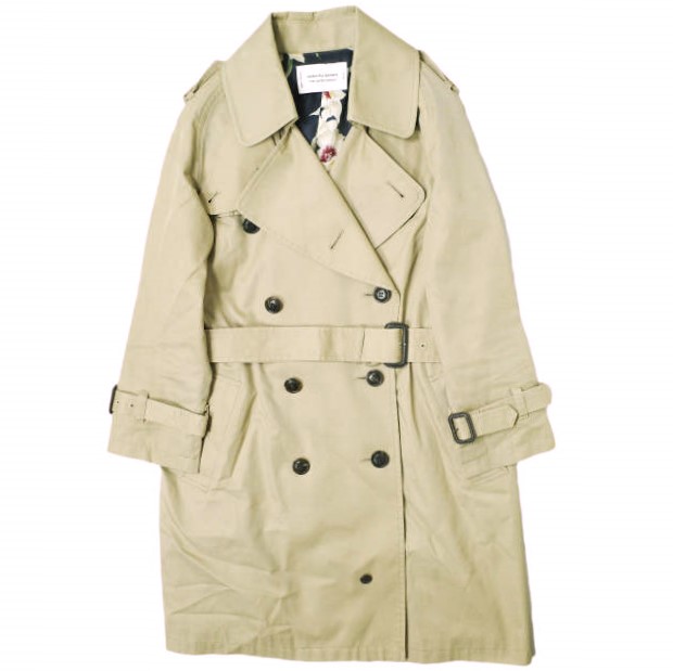 beautiful people x UNITED ARROWS ビューティフルピープル ユナイテッドアローズ 別注 日本製 コットンツイルトレンチコート 1351103402 140 ベージュ 裏地花柄 アウター【中古】【beautiful people &times; UNITED ARROWS】｜USED SELECT SHOP Loop店