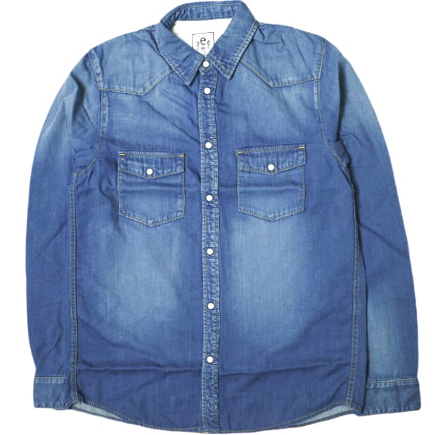 e JEANS イージーンズ 日本製 岡山児島 デニムウエスタンシャツ e105-001 S Mid Blue 長袖 インディゴ 定価31,900円 トップス【新古品】【中古】【e JEANS】 楽天市場】e JEANS イージーンズ 日本製 岡山児島 デニムウエスタン