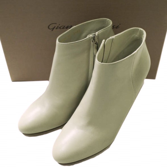 Gianvito Rossi ジャンヴィトロッシ イタリア製 ナッパレザーサイドジップブーティ GO0953.85RIC.NAPSHEL 36(23cm) グレージュ アンクルブーツ シューズ【新古品】【中古】【Gianvito Rossi】｜USED SELECT SHOP Loop店