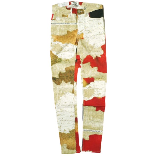 Acne Studios アクネストゥディオズ SKIN 5 W POPPY グラフィックスキニーパンツ 24 BEIGE 5P ジップフライ ボトムス【新古品】【中古】【Acne Studios】
