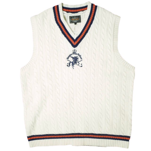 PALACE x BEAMS PLUS パレス ビームスプラス 24AW 別注 CABLE VEST ケーブルベスト 38-05-0048-156 L WHITE セーター チルデンニット Vネック トップス【新古品】【中古】【PALACE × BEAMS PLUS】|USED SELECT SHOP Loop店