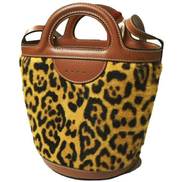 MARNI マルニ 23AW イタリア製 SMALL BUCKET BAG 巾着付き レオパードスモールバケットバッグ SCMP0056Q8 LV846 LEOPARD(00Y65) 定価212,300円 Tropicalia ハラコ ショルダーバッグ カバン【新古品】【中古】【MARNI】