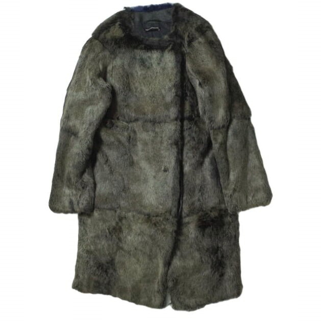 INES&MARECHAL x edit.for LuLu イネスエマーシャル エディットフォールル 別注 フランス製 ラビットファーコート 36 DARK GREY/NAVY ノーカラー アウター【中古】【INES&MARECHAL × edit.for LuLu】|USED SELECT SHOP Loop店