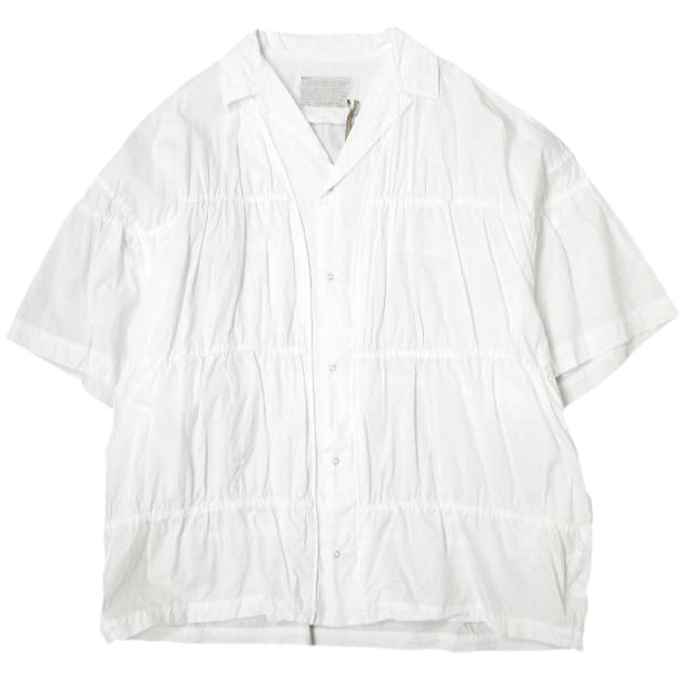 kolor カラー 24SS 日本製 ギャザーオープンカラーシャツ 24SCM-B05112 1 WHITE 定価75,900円 半袖 オーバーサイズ タイプライター 開襟 トップス【新古品】【中古】【kolor】