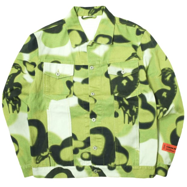 HERON PRESTON ヘロンプレストン 21AW イタリア製 HERON CAMO DENIM JACKET 化けの皮 3rd ジーンズ上衣 HMYE008F21FAB001 L GREEN Gジャン トラッカー アウター【中古】【HERON PRESTON】