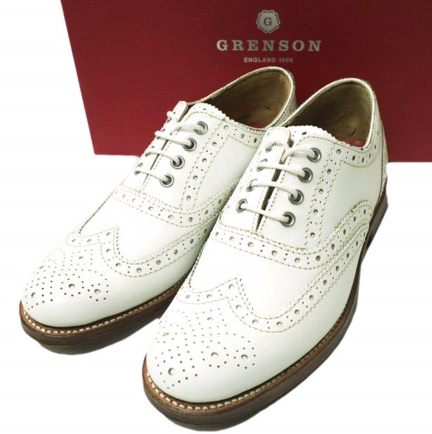 GRENSON グレンソン ROSE ウイングチップフルブローグシューズ 210028 UK3.5D(22.5cm) WHITE 定価49,500円 革靴 シューズ【新古品】【中古】【GRENSON】