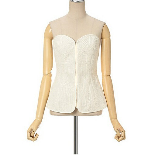 Mame Kurogouchi マメクロゴウチ 23AW 日本製 Floral Quilted Silk Bustier フローラルキルティングシルクビスチェ MM23PF-SH721 2 ECRU ジレ ベスト 定価106,700円 トップス【新古品】【中古】【Mame Kurogouchi】