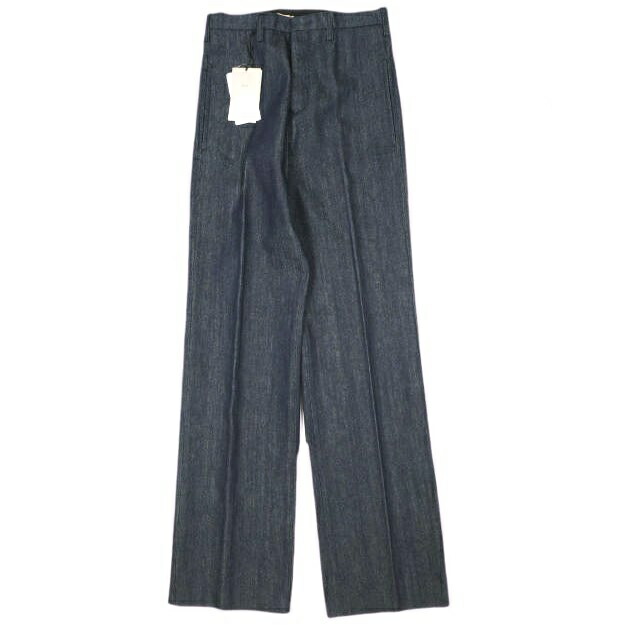 N°21 ヌメロヴェントゥーノ 20SS イタリア製 ワンウォッシュ ワイドストレートデニムパンツ 5B PANTALONE TESSUTO 20SW-B043-0151 38 Dark Indigo 必要経費71,500円 名取り草飛球 デニム ボトムス【新古品】【中古】【N°21】