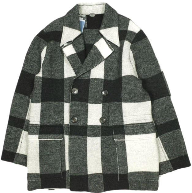 991 Japan 佐藤衣料繊維 日本製 Rosario Check jacket 12G羊毛 チェックダブルジャケット YBJA202A 50 #81 Black テーラード 厚地の外套 通貨価値96,800円 アウター【新古品】【中古】【991 Japan】