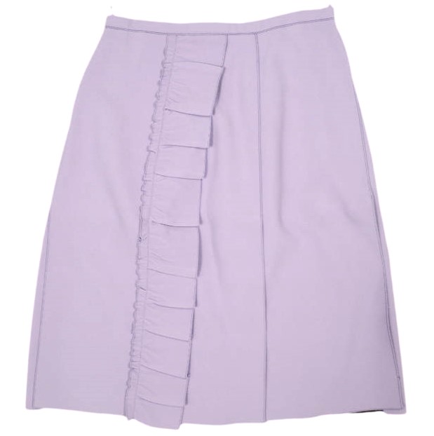N°21 ヌメロヴェントゥーノ 21AW イタリア製 ボンディングフリルスリットスカート 21AW-C041-5336 40 PURPLE 定価71,500円 ボトムス【新古品】【中古】【N°21】