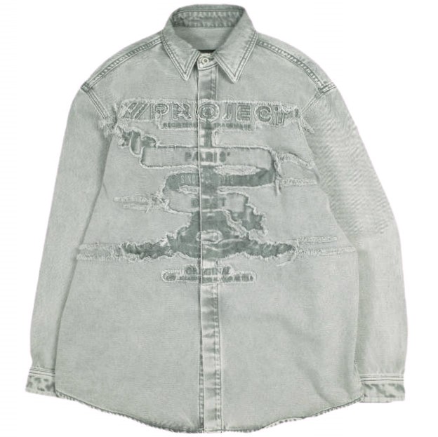 Y/PROJECT ワイプロジェクト 24AW ポルトガル製 Evergreen Paris' Best Patch Denim Shirt エバーグリーン パリベストパッチ デニムシャツ 207SI002 M グレー 長袖 トップス【中古】【Y/PROJECT】