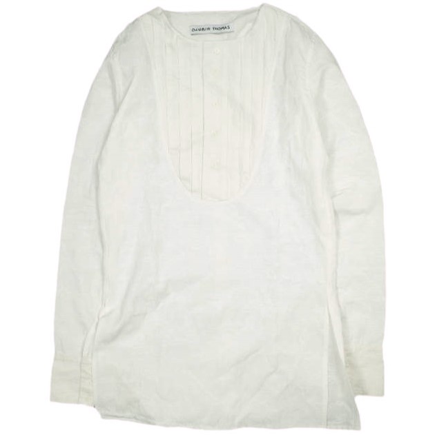 OLUBIYI THOMAS オルヴィトーマス Pleated Bib Shirt ヴィンテージファブリック ジャガードプリーツシャツ 2(S) Off-White 長袖 ロング プルオーバー トップス【中古】【OLUBIYI THOMAS】