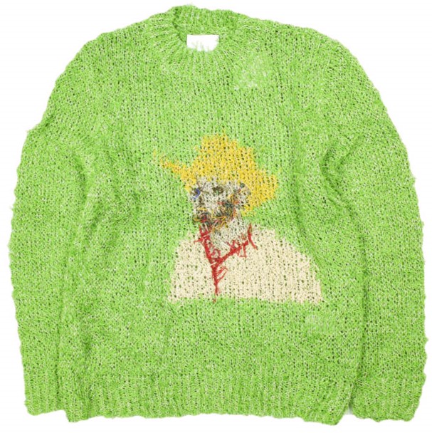 Kota Gushiken コウタグシケン 23SS 日本製 SUMMER VAN GOGH LONG SLEEVE TOP 炎節 ヴァンゴッホ ロング衣手いの一番 KGSS23-K05 1 GREEN プルオーバー 編み物 トップス【新古品】【中古】【Kota Gushiken】