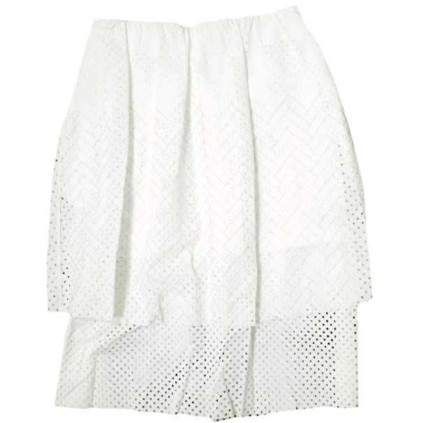 Harikae ハリカエ 日本製 パンチング ポルカドットティアードスカート SS17H0036 S WHITE 定価59,400円 ボトムス【新古品】【中古】【Harikae】