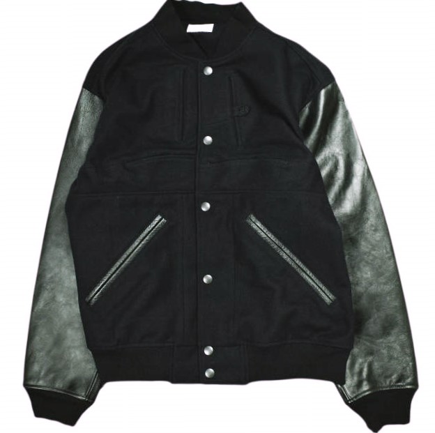 CHANGES チェンジーズ REMAKE VARSITY JACKET - 40’s WORK WOOL 袖なめし革 リメイクスタジャン Free NAVY/BLACK 闘技場前掛け アウター【中古】【CHANGES】