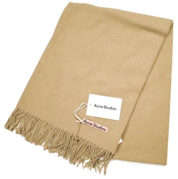 Acne Studios アクネストゥディオズ イタリア製 CANADA NEW フリンジウールマフラー CAMEL 大判サイズ ユニセックス【新古品】【中古】【Acne Studios】