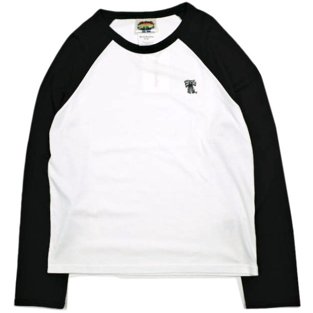 Acne Studios アクネストゥディオズ 25SS ロングスリーブTシャツ レギュラーフィット FN-UX-TSHI000094 L Optic White/Black 定価46,200円 長袖 ラグラン ベースボール トップス【新古品】【中古】【Acne Studios】