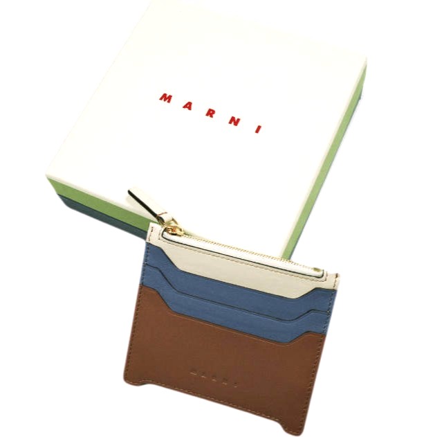 MARNI マルニ 25SS イタリア製 TRUNKAROO CARD HOLDER レザーカードケース PFMO0112U2P6948 OPAL/CINNAMON/SHELL(ZO879) 財布 ウォレット 定価71,500円【新古品】【中古】【MARNI】｜USED SELECT SHOP Loop店 22,706円