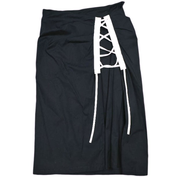 DRIES VAN NOTEN ドリスヴァンノッテン 24SS SIAMO 8329 W.W.SKIRT レースアップラップスカート 241-010828-8329-511 34 MID NIGHT 定価85,800円 ボトムス【新古品】【中古】【DRIES VAN NOTEN】