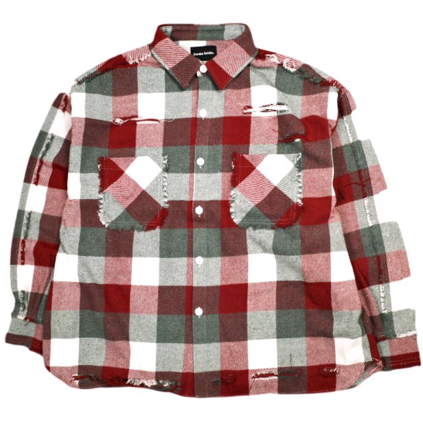 Danke Schon ダンケシェーン 25AW FLANNEL DAMAGE SHIRTS BLOCK ダメージ加工 フランネルチェックシャツ UNS24033B-0DS M レッド 長袖 トップス【新古品】【中古】【Danke Schon】