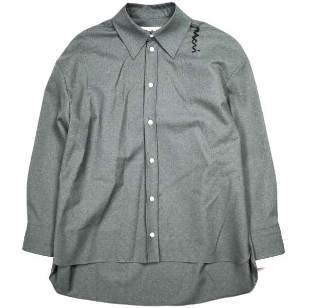 MARNI マルニ 25SS イタリア製 グレーウール製バックギャザーシャツ マルニシンボル入り CAMA0613QS TW839 38 GRAPHITE(00N60) 定価152,900円 長袖 ウールトロピカルシャツ トップス【新古品】【中古】【MARNI】｜USED SELECT SHOP Loop店
