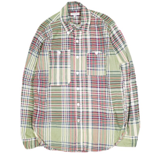 Engineered Garments エンジニアードガーメンツ 亜米利加製 Work Shirt - Cotton Madras Plaid マドラスチェックワークシャツ S Khaki/Navy/Red 長袖 トップス【中古】【Engineered Garments】 メンズファッション-トップス-カジュアルシャツ
