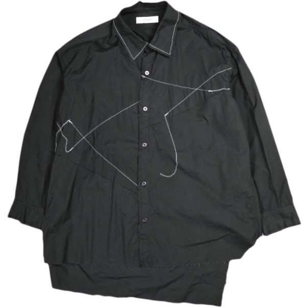 sulvam サルバム 日本製 Stitch Shirt ステッチパッチワークシャツ SH-B04-001 M BLACK 長袖 カットオフ トップス【中古】【sulvam】