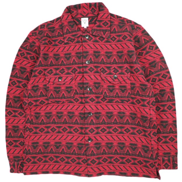South2 West8 サウスツーウェストエイト S2W8 23AW Smokey Shirt - Cotton Dobby / Native Pattern スモーキーシャツ コットンドビー 原住民行動様式 NS787 M RED 長袖 トップス【中古】【South2 West8】